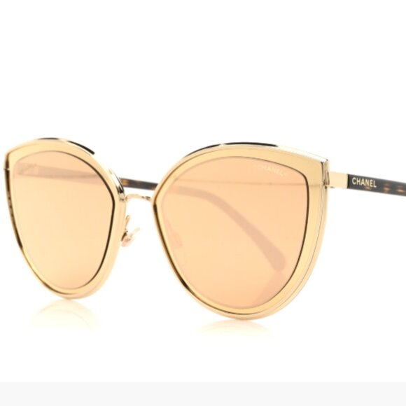 Chanel Metal Cat Eye Sunglasses 4222 in Gold (Pre-Owned) with DIOR Case - Picture 2 of 12